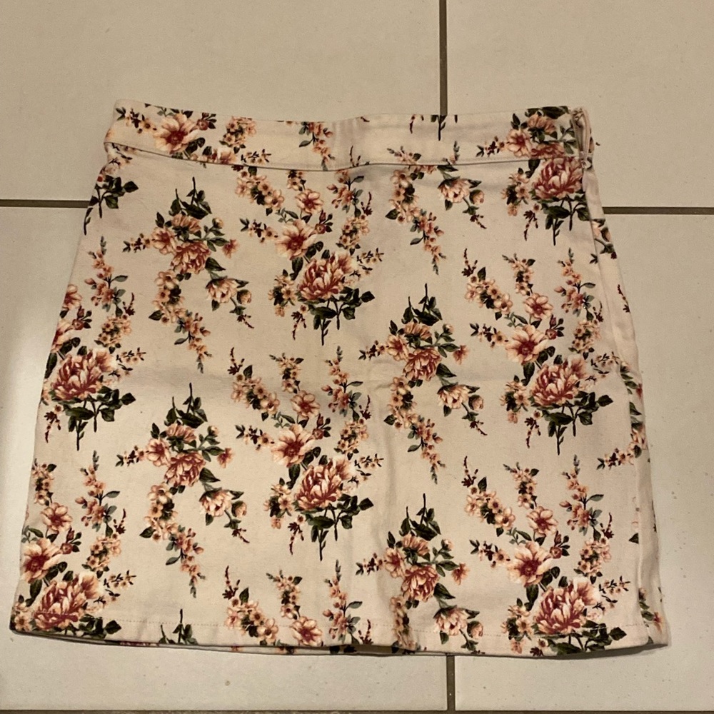 Floral jean skirt